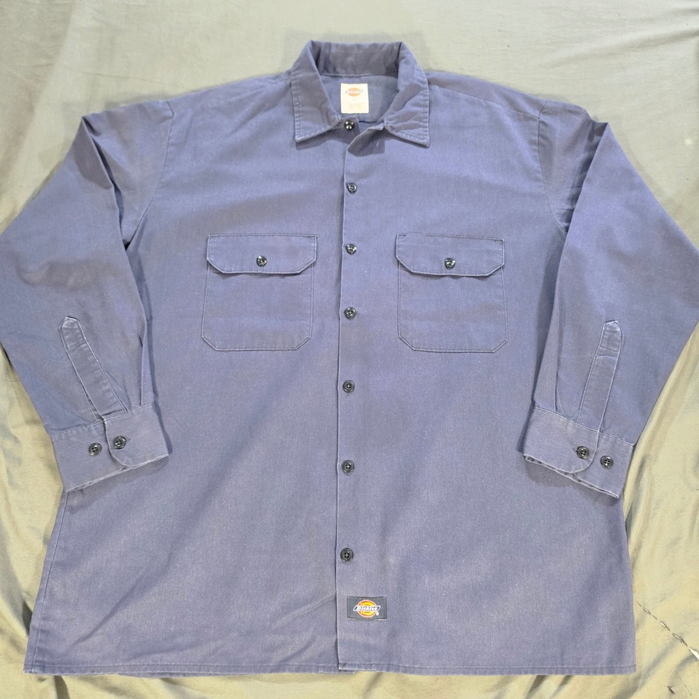 Dickies Mens Navy Blue Long Sleeve Work Shirt 574NV Size Large L